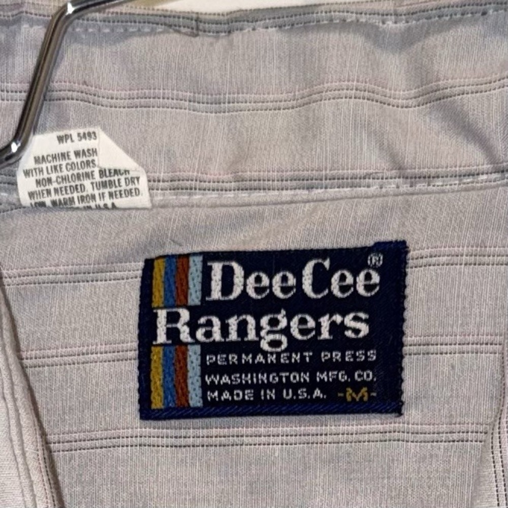 Vintage 70s Dee Cee Rangers Mens M Gray Stripe Pearl Snap Western Shirt USA